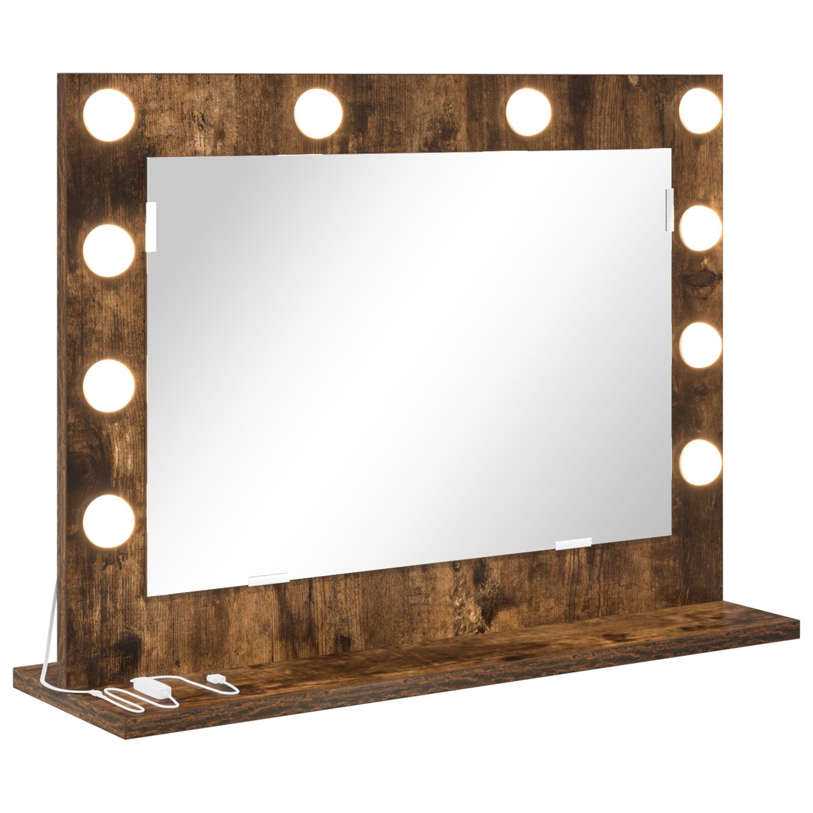 VidaXL Makeup Spiegel Gerookte eik Hout, Glas 60 x 45 x 18 cm Spiegel