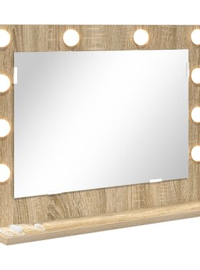VidaXL Make-Up Spiegel Sonoma eiken Bewerkt hout, Glas Standaard Spiegel