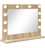 VidaXL Make-Up Spiegel Sonoma eiken Bewerkt hout, Glas Standaard Spiegel