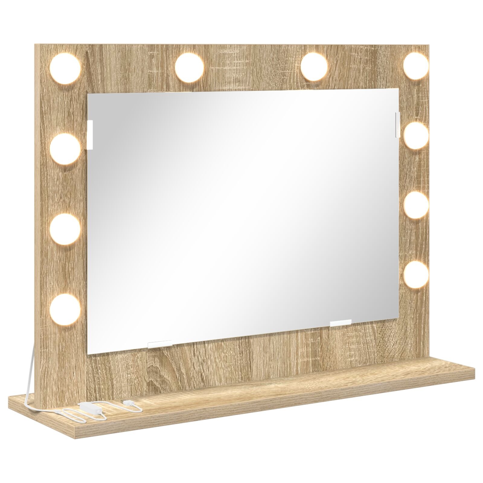 VidaXL Make-Up Spiegel Sonoma eiken Bewerkt hout, Glas Standaard Spiegel