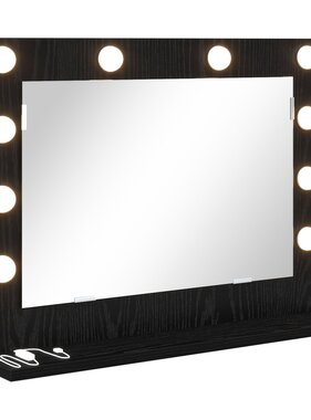 VidaXL Vanity Spiegel met LED Lichten Zwart Eiken 60x45x18 cm