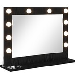 VidaXL Vanity Spiegel met LED Lichten Zwart Eiken 60x45x18 cm