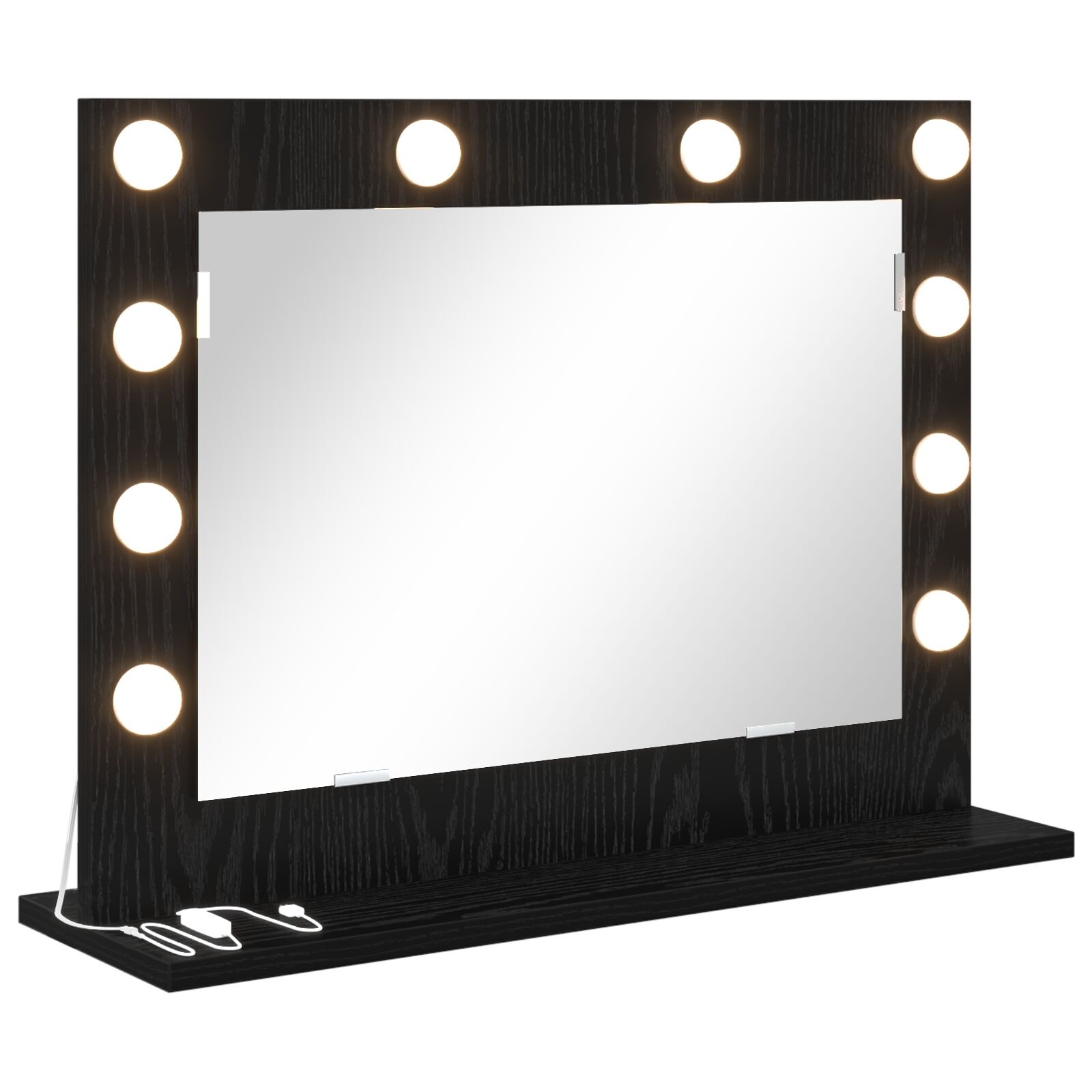 VidaXL Vanity Spiegel met LED Lichten Zwart Eiken 60x45x18 cm