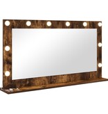 VidaXL Make-up Spiegel Gerookt Eiken Hout, Glas 100 x 55 x 18 cm