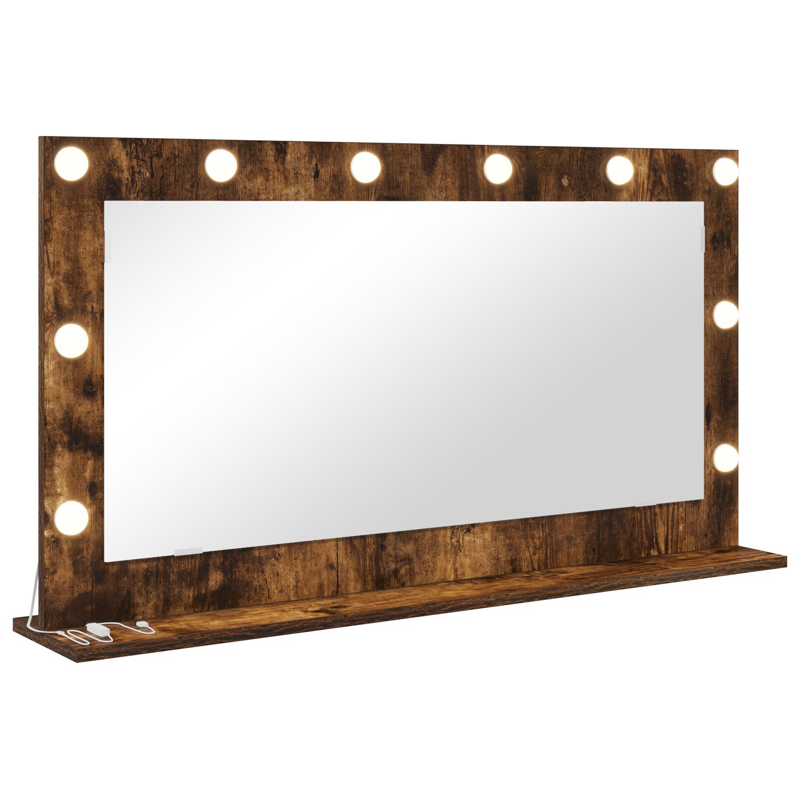VidaXL Make-up Spiegel Gerookt Eiken Hout, Glas 100 x 55 x 18 cm