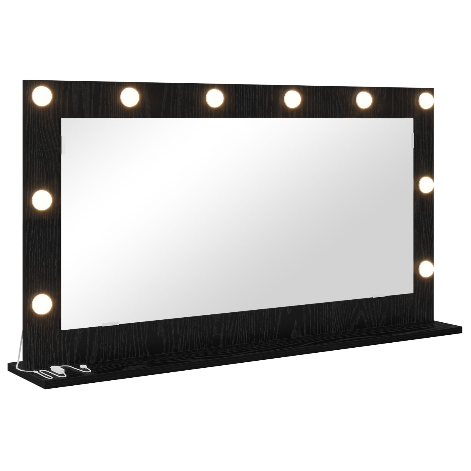 VidaXL Make-up Spiegel met LED Verlichting Zwart Eiken 100x55x18 cm