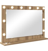 VidaXL Makeup Spiegel Artisan Eiken, Wit Hout, Metaal, Glas Medium