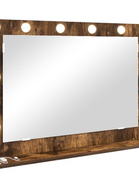 VidaXL Make-up Spiegel Gerookt eiken Hout en glas 80 x 55 x 18 cm