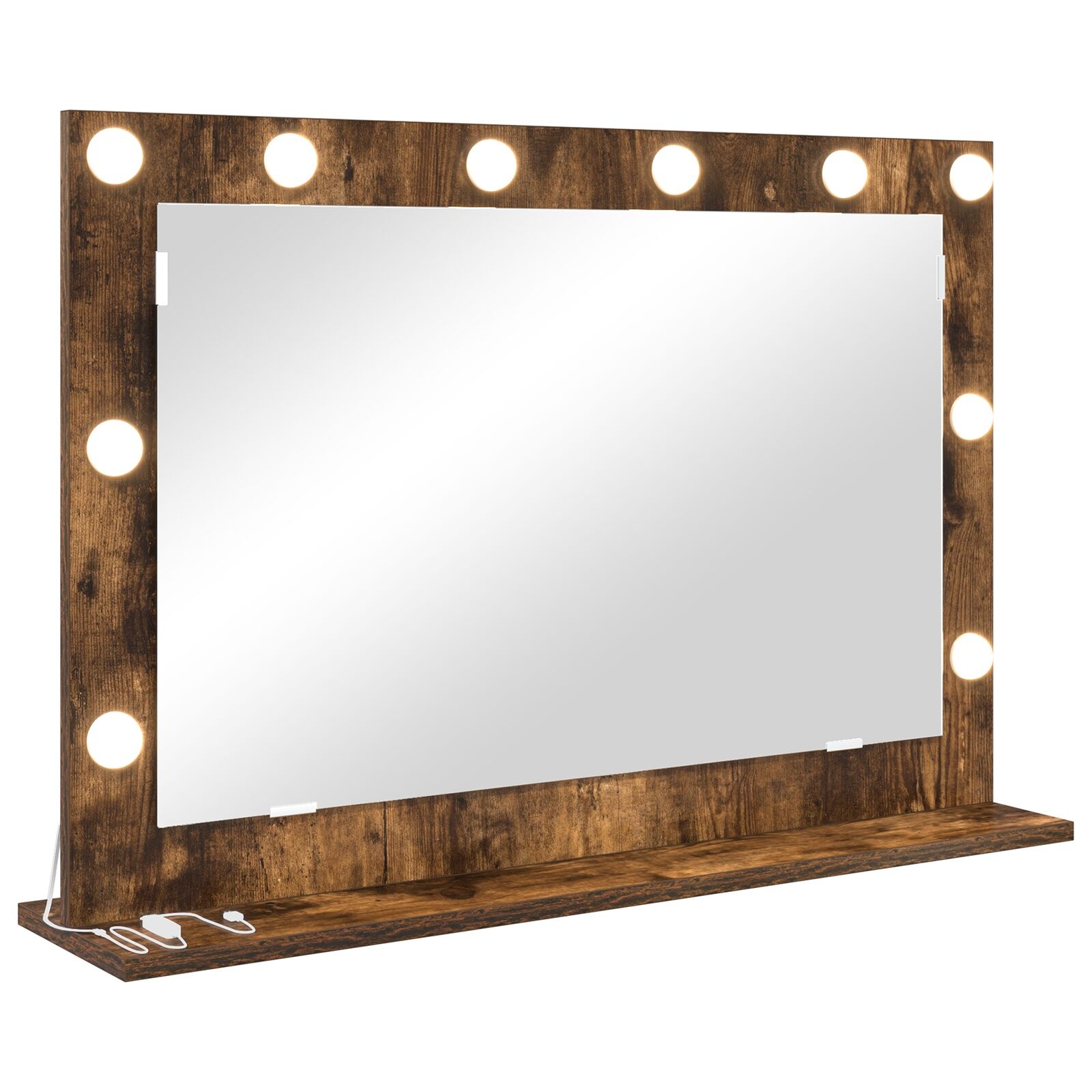 VidaXL Make-up Spiegel Gerookt eiken Hout en glas 80 x 55 x 18 cm