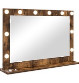 VidaXL Make-up Spiegel Gerookt eiken Hout en glas 80 x 55 x 18 cm