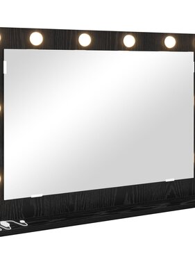 VidaXL Vanity Spiegel met LED Verlichting Zwart Eiken 80x55x18 cm