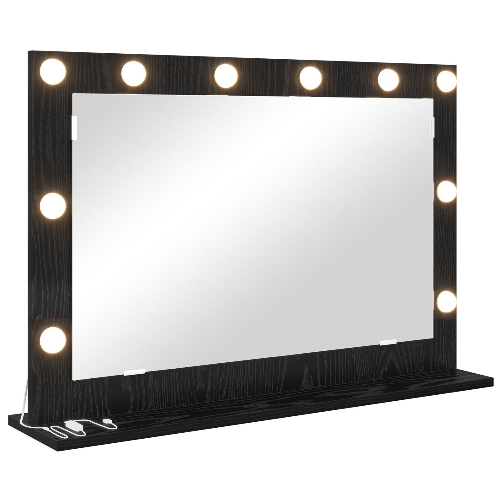 VidaXL Vanity Spiegel met LED Verlichting Zwart Eiken 80x55x18 cm