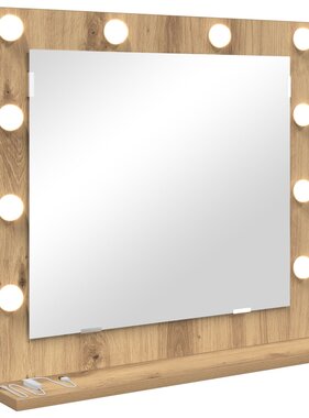 VidaXL Make-up Spiegel met LED Verlichting Artisan Eiken 60x55x18 cm