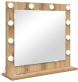 VidaXL Make-up Spiegel met LED Verlichting Artisan Eiken 60x55x18 cm