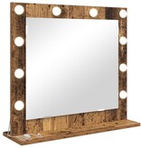 VidaXL Make-upspiegel met LED-verlichting Oud Hout 60x55x18 cm