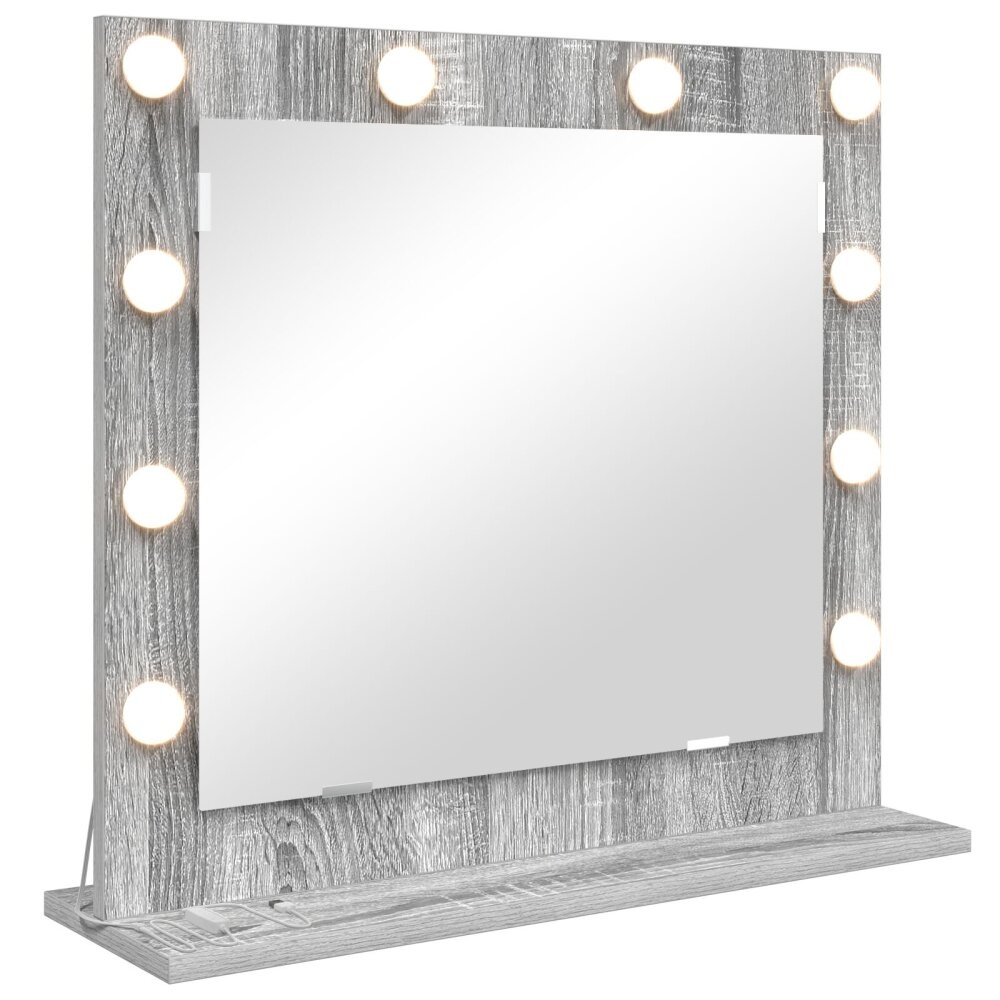 VidaXL Vanity Mirror met LED-verlichting Grijs Sonoma 60x55x18 cm