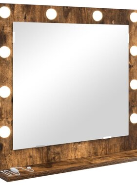 VidaXL Vanity Spiegel met LED Verlichting Gerookt Eiken 60x55x18 cm