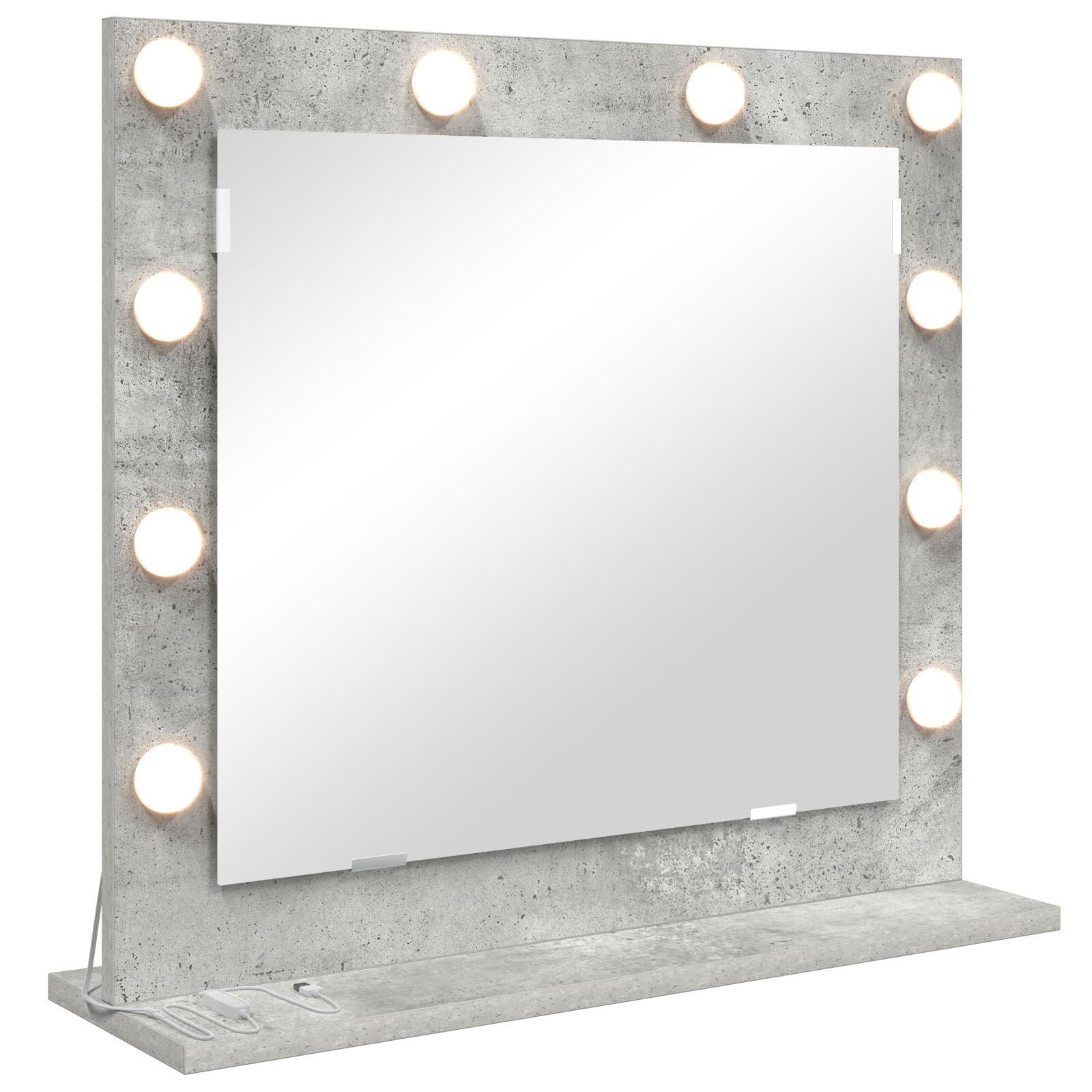 VidaXL Vanity Spiegel met LED Verlichting Beton Grijs 60x55x18 cm