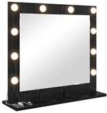 VidaXL Make-up Spiegel met LED Verlichting Zwart Eiken 60x55x18 cm