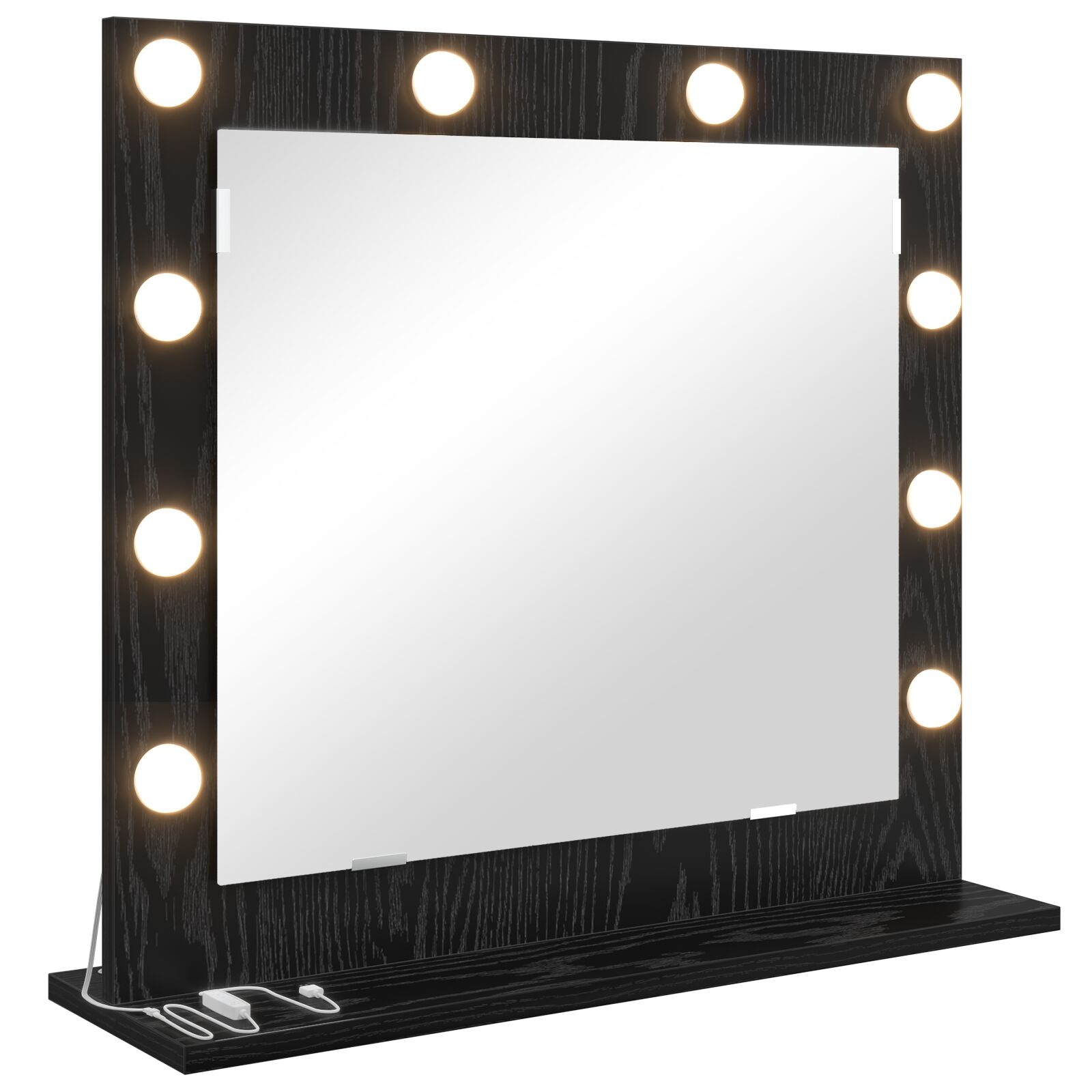 VidaXL Make-up Spiegel met LED Verlichting Zwart Eiken 60x55x18 cm
