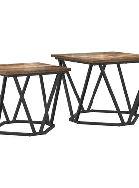 VidaXL 2-delige bijzettafelset Gerookt Eiken Houtvezel
