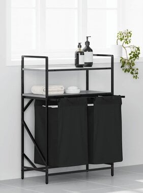 VidaXL Wasmand 2 vakken met planken grijs sonoma eiken