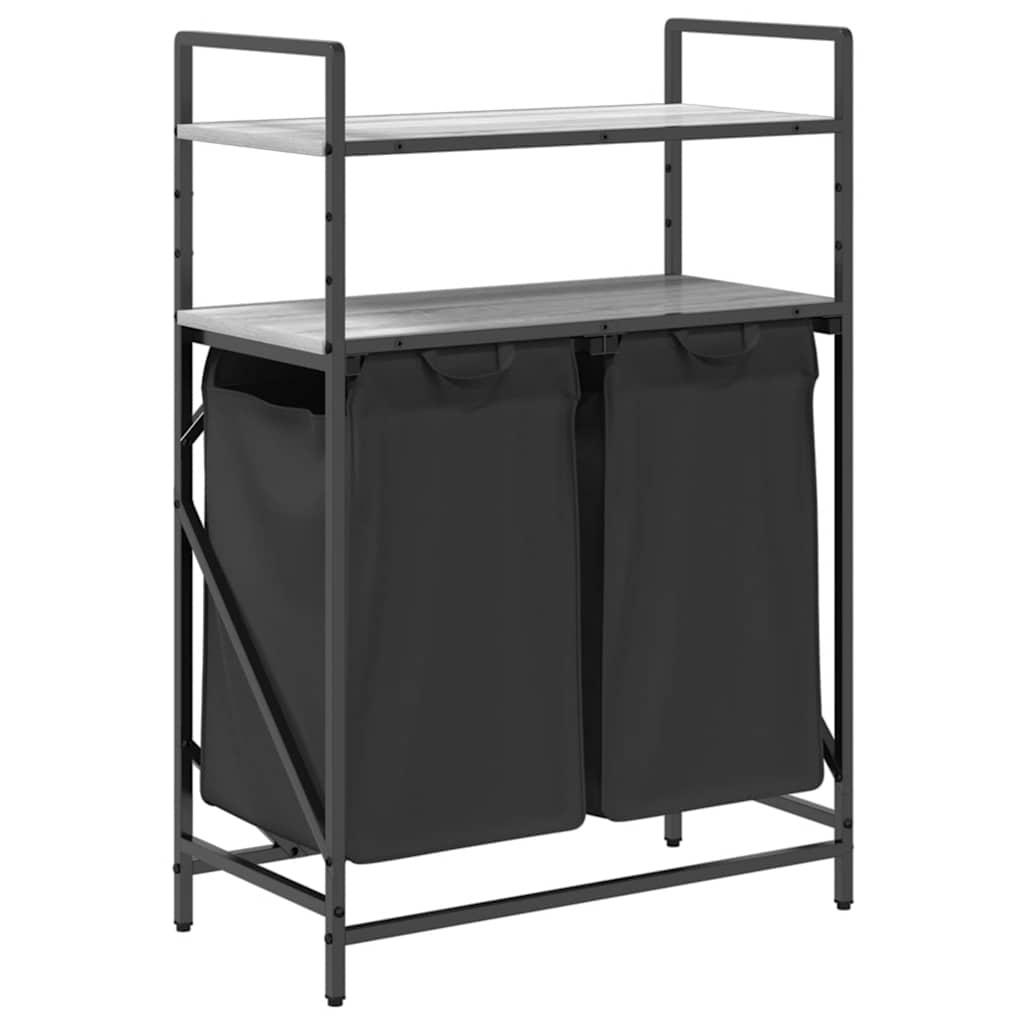 VidaXL Wasmand 2 vakken met planken grijs sonoma eiken