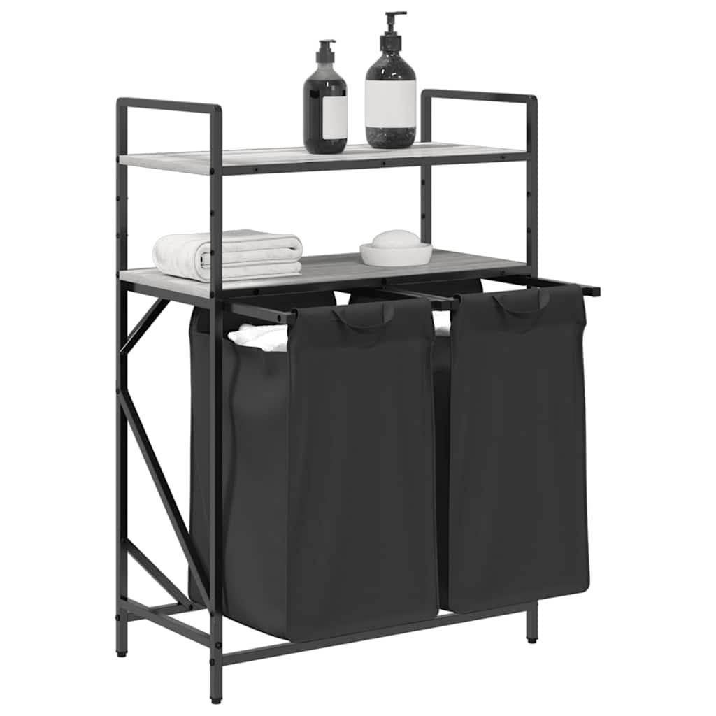 VidaXL Wasmand 2 vakken met planken grijs sonoma eiken