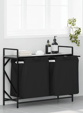 VidaXL Wasmand 2 vakken met plank grijs sonoma eiken