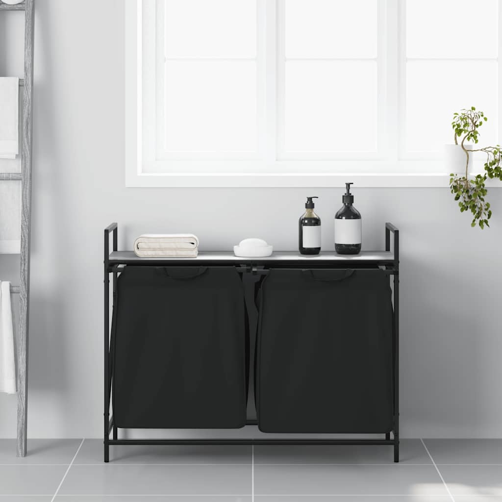 VidaXL Wasmand 2 vakken met plank grijs sonoma eiken