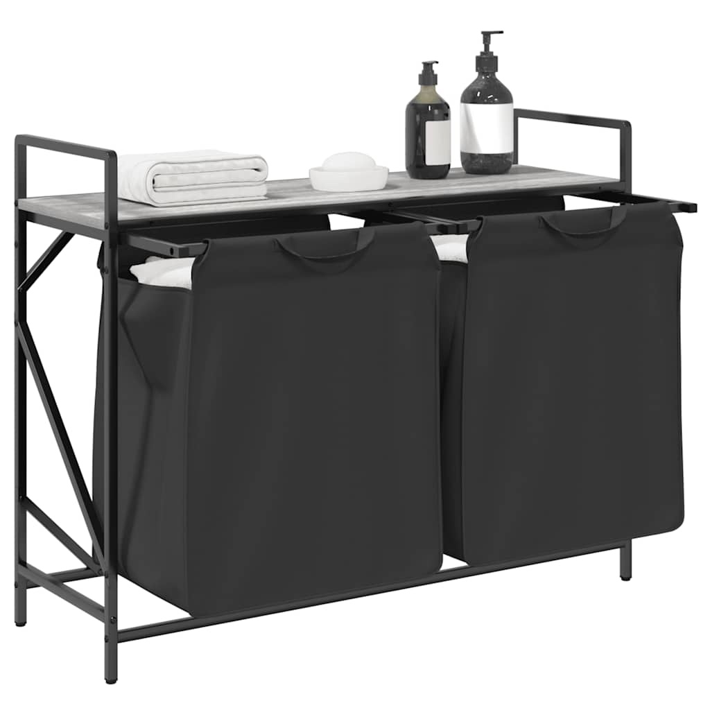 VidaXL Wasmand 2 vakken met plank grijs sonoma eiken