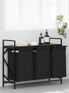 VidaXL Wasmand 3 vakken met plank bruin eikenkleurig