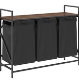 VidaXL Wasmand 3 vakken met plank bruin eikenkleurig