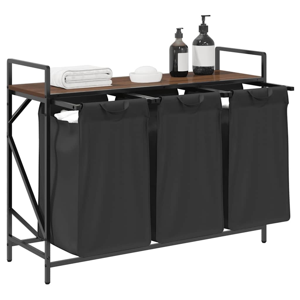 VidaXL Wasmand 3 vakken met plank bruin eikenkleurig