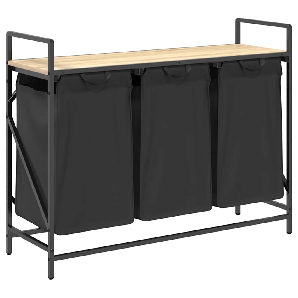 VidaXL Wasmand 3 vakken met plank sonoma eikenkleurig