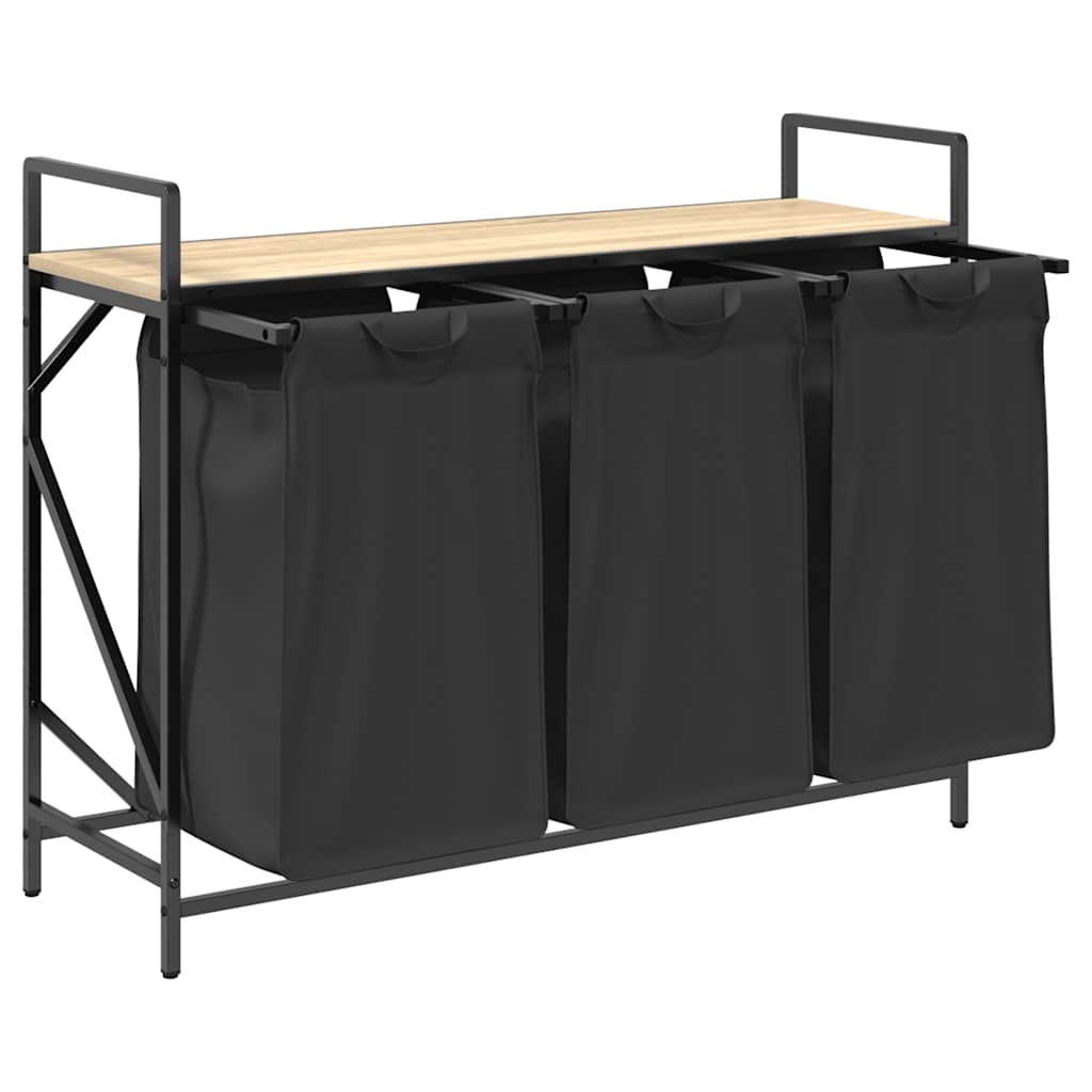 VidaXL Wasmand 3 vakken met plank sonoma eikenkleurig