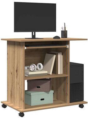 VidaXL Computerbureau 80x50x75 cm bewerkt hout artisanaal eikenkleur