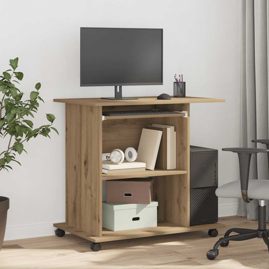 VidaXL Computerbureau 80x50x75 cm bewerkt hout artisanaal eikenkleur