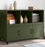 VidaXL Dressoir 100,5x39x72 cm staal olijfgroen