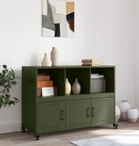 VidaXL Dressoir 100,5x39x72 cm staal olijfgroen