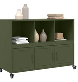 VidaXL Dressoir 100,5x39x72 cm staal olijfgroen