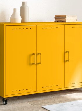 VidaXL Dressoir 100,5x39x72 cm staal mosterdgeel