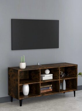 VidaXL Tv-meubel met metalen poten 103,5x30x50 cm gerookt eikenkleurig