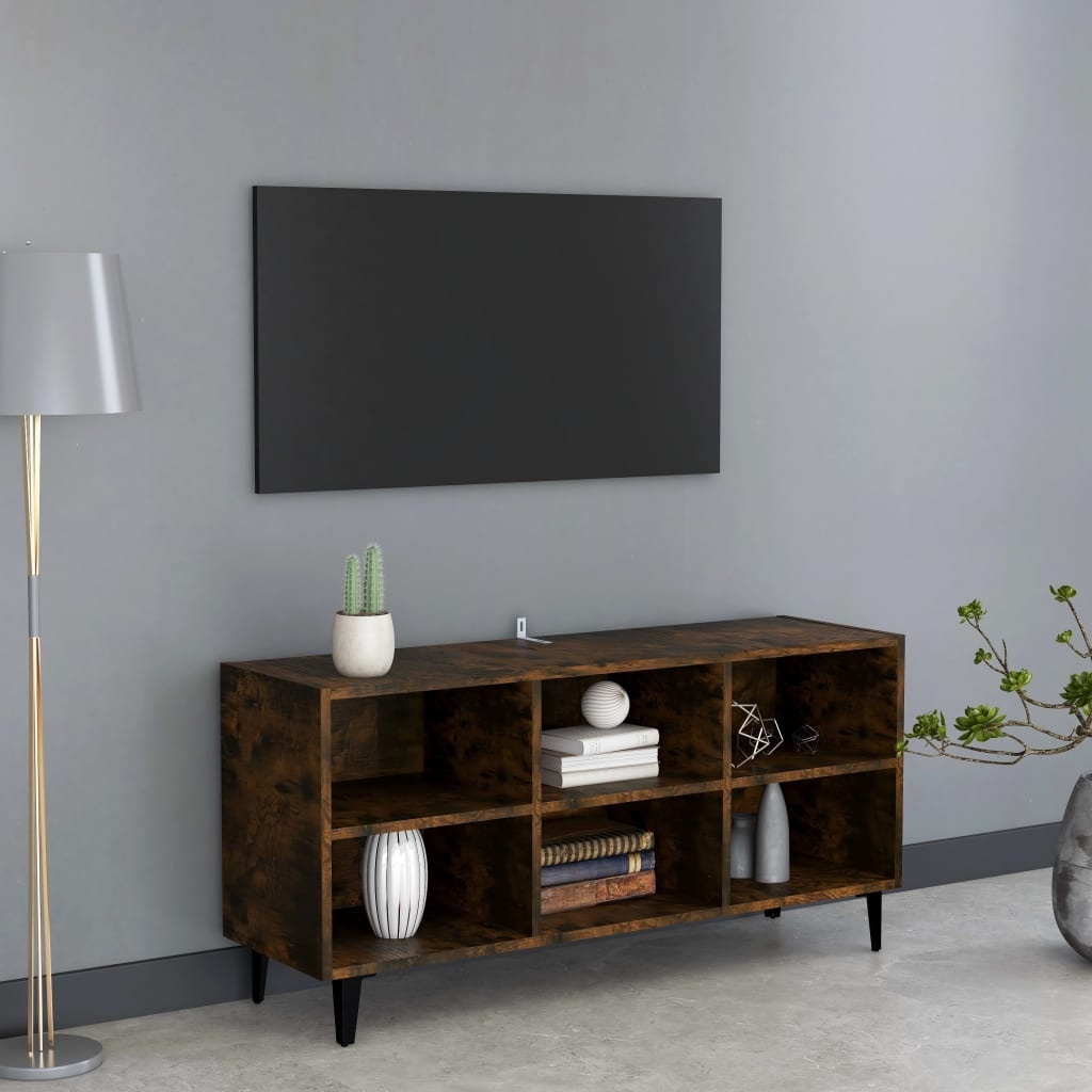 VidaXL Tv-meubel met metalen poten 103,5x30x50 cm gerookt eikenkleurig
