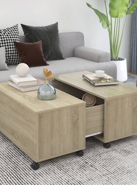 VidaXL Salontafel 75x75x38 cm bewerkt hout sonoma eikenkleurig