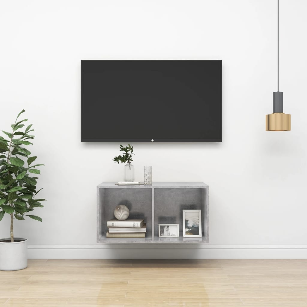 VidaXL Tv-wandmeubel 37x37x72 cm bewerkt hout betongrijs