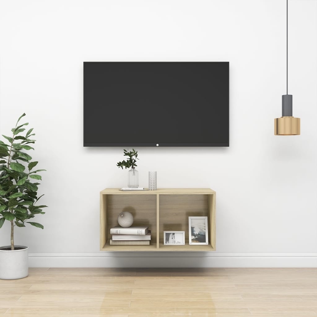 VidaXL Tv-wandmeubel 37x37x72 cm bewerkt hout sonoma eikenkleurig