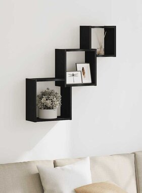 VidaXL Wandplanken kubus 68x15x68cm bewerkt hout zwart eikenkleur