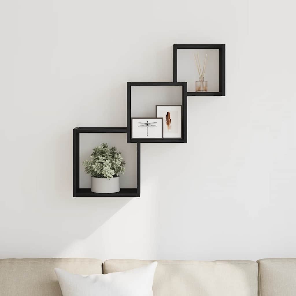 VidaXL Wandplanken kubus 68x15x68cm bewerkt hout zwart eikenkleur