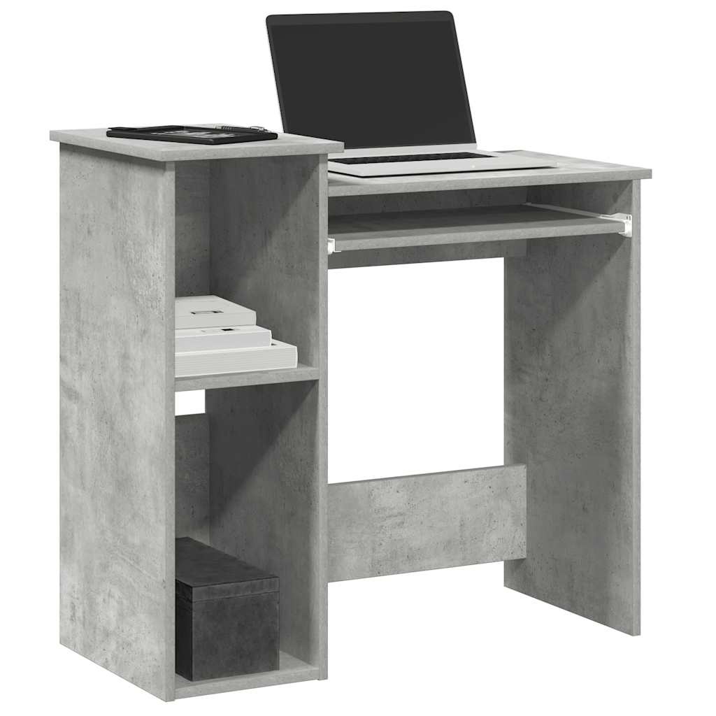 VidaXL Bureau met schappen 84x40x78 cm bewerkt hout betongrijs